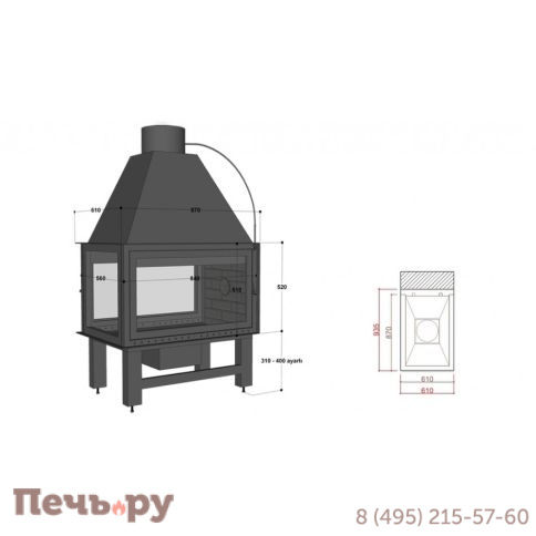 Каминная топка FireHursan HDKU 85 Y фото 2