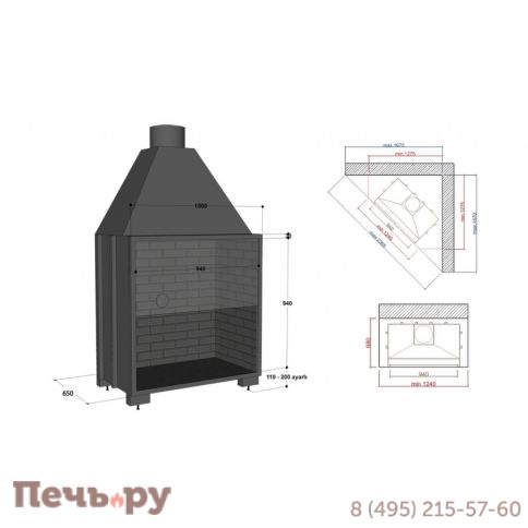 Каминная топка FireHursan HGYC 100 фото 2