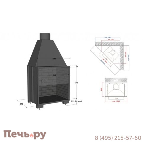 Каминная топка FireHursan HGYC 80 фото 2