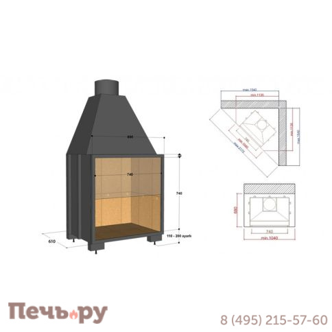 Каминная топка FireHursan HGYC 80 T фото 2