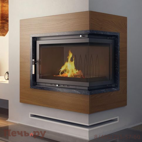 Каминная топка Kratki Maja/PW/BP/12/BS/W (угловое стекло справа, змеевик) фото 3