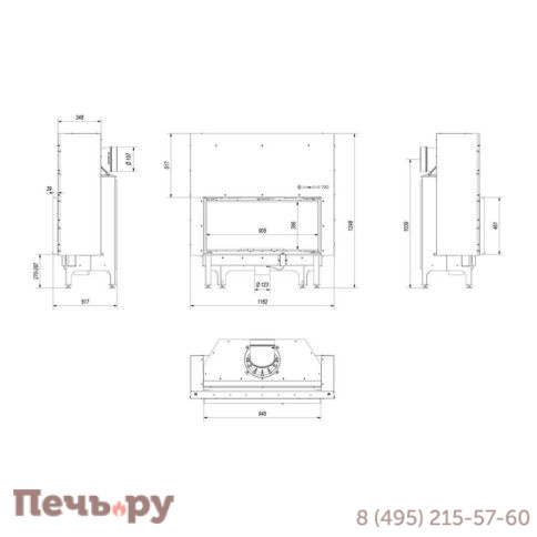Каминная топка Kratki Pro Nadia/14/G (гильотина) фото 8