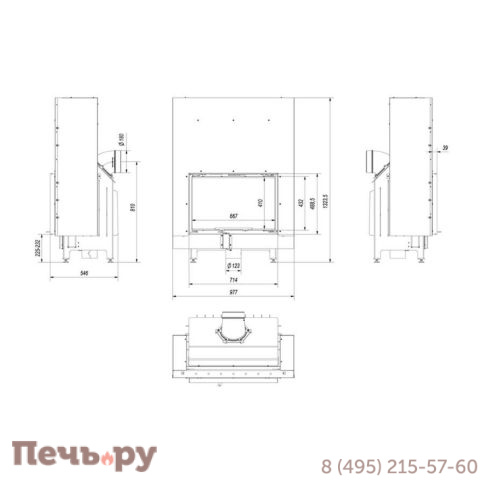 Каминная топка Kratki Zibi/G (гильотина) (керамич. футеровка) фото 7
