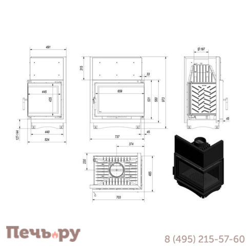 Каминная топка Kratki Zuzia/Eco/P/BS/Deco фото 6