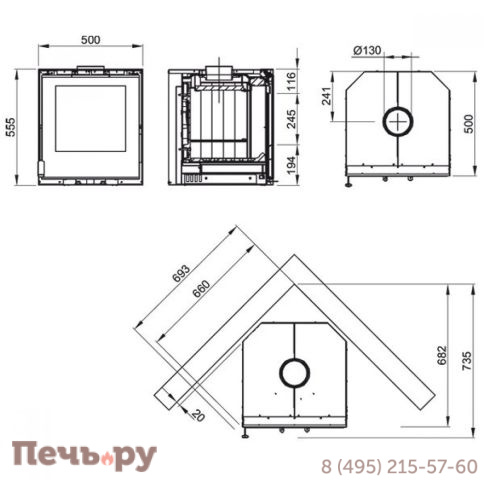 Каминная топка La Nordica Inserto 50 Crystal Ventilato фото 5