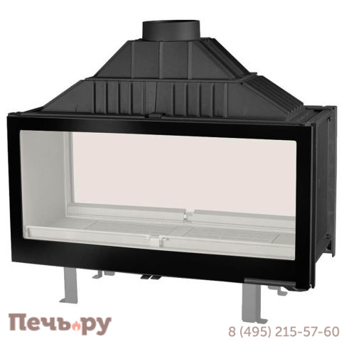 Каминная топка Liseo Castiron LCI 11 GDF BG, двусторонняя, черное стекло (180мм) фото