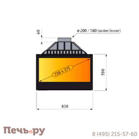 Каминная топка Liseo Castiron LCI 9 GDF CL двухсторонняя фото 2