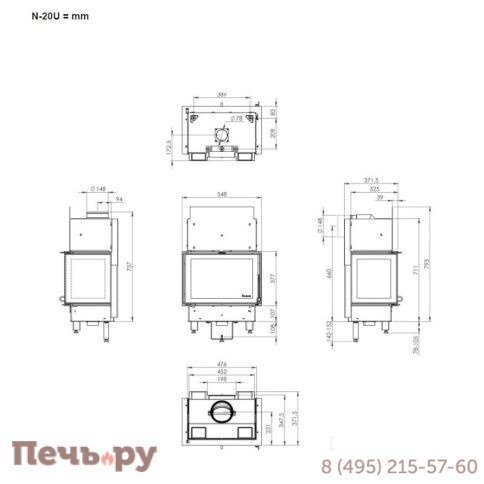Каминная топка Nordpeis N-21U (черная) фото 2