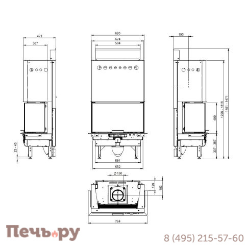 Каминная топка Nordpeis Q-34UL IR фото 2