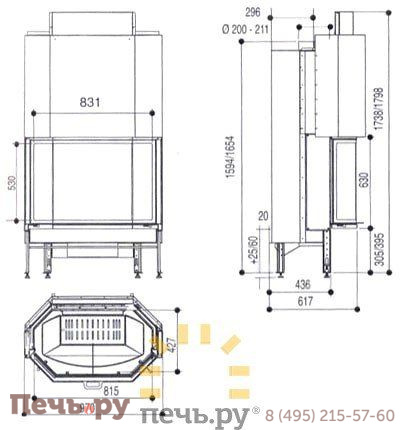 Каминная топка Supra Cristal II 401 B Pack B фото 4