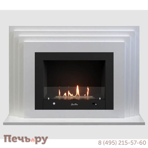 Каминный портал Lux Fire МДФ Амстердам 1230 с биокамином  Фаер Бокс 2-30 (белый) фото