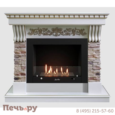 Каминный портал Lux Fire МДФ Марсель Люкс 1200 с биокамином Фаер Бокс 3-30 фото