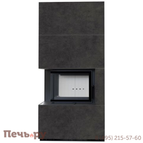 Каминокомплект Kratki Pro Floki в облицовке Fokos Grafite,  угловое стекло слева фото 4