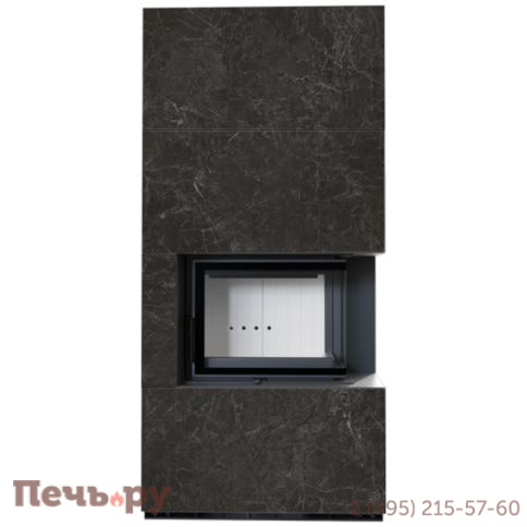 Каминокомплект Kratki Pro Floki в облицовке Naturali Nero Greco, угловое стекло справа фото 3