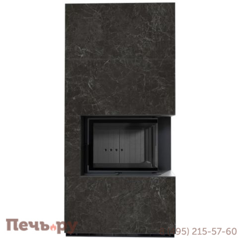 Каминокомплект Kratki Pro Floki в облицовке Naturali Nero Greco, угловое стекло справа фото 4
