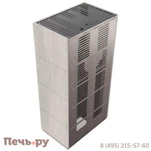 Каминокомплект Kratki Pro Floki в облицовке Naturali Pietra di Savoia Perla Bocciardata, угловое стекло слева фото 5