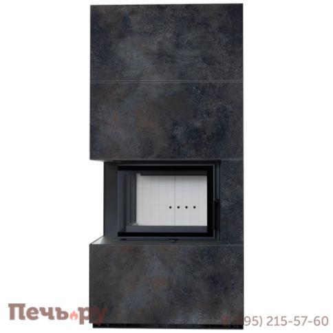Каминокомплект Kratki Pro Floki в облицовке Ossido Nero, угловое стекло слева фото 3