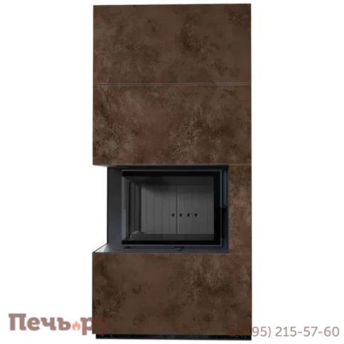 Каминокомплект Kratki Pro Floki в облицовке Oxide Moro, угловое стекло слева фото 4
