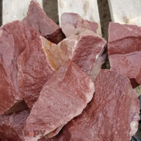 Камни для бани Bas Кварцит малиновый Карелия колотый средний (коробка 20кг) фото