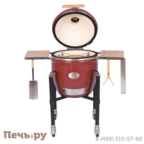Керамический гриль Monolith Classic Pro serie 2.0 Red с боковыми столиками и подставкой фото 10