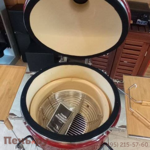 Керамический гриль Monolith Classic Pro serie 2.0 Red с боковыми столиками и подставкой фото 2