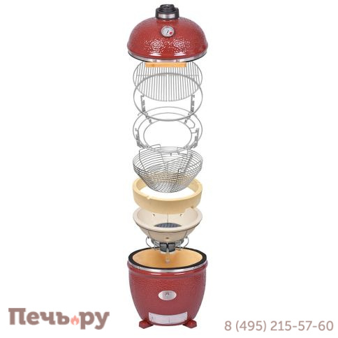 Керамический гриль Monolith Classic Pro serie 2.0 Red с боковыми столиками и подставкой фото 8