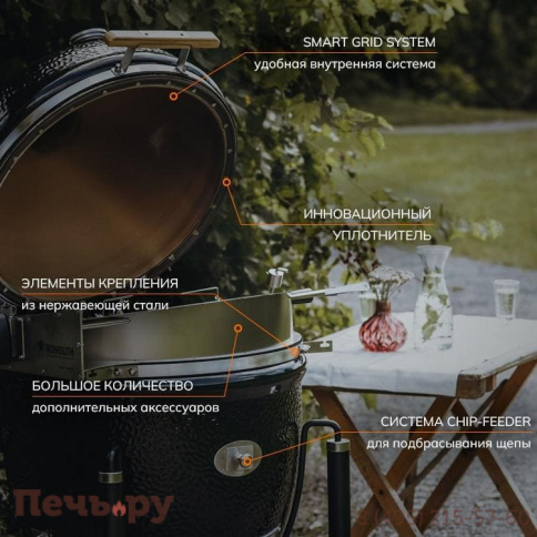 Керамический гриль Monolith Lechef Pro 2.0 Red без боковых столиков и подставки фото 14