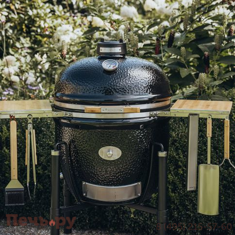 Керамический гриль Monolith Lechef Pro Series 2.0 Black с боковыми столиками и подставкой фото 7