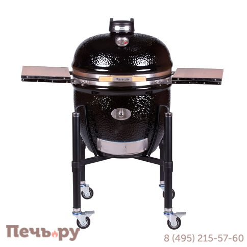Керамический гриль Monolith Lechef Pro Series 2.0 Black с боковыми столиками и подставкой фото