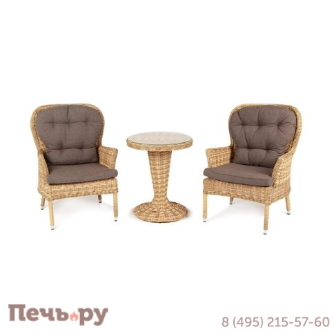 Кофейный комплект 4SiS Алиса из искусственного ротанга, цвет соломенный фото