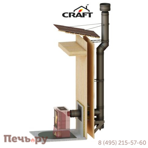 Комплект Крафт (Craft) HF-50BP, нержсталь, черный, проход через стену, задний выход фото