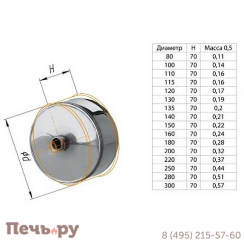 Конденсатоотвод Феррум для трубы 120мм (AISI 430 0,5 мм) Уцененный фото 2