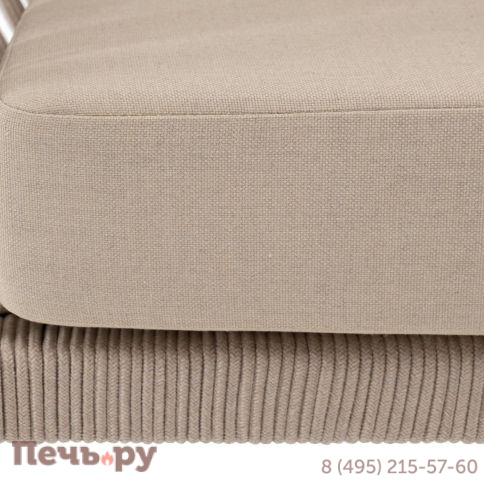 Кресло плетеное из роупа 4SiS Диего, каркас алюминий белый муар, роуп бежевый круглый, ткань бежевая 052 фото 6