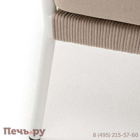 Кресло плетеное из роупа 4SiS Диего, каркас алюминий белый муар, роуп бежевый круглый, ткань бежевая 052 фото 7