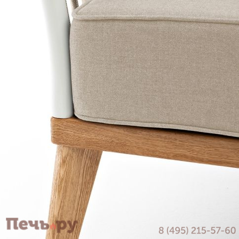 Кресло плетеное из роупа 4SiS Касабланка, основание дуб, роуп серо-коричневый 23мм, ткань серая фото 4