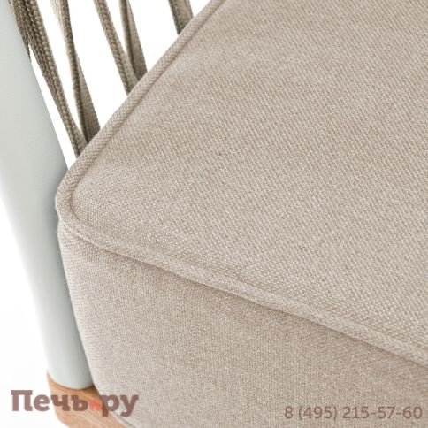 Кресло плетеное из роупа 4SiS Касабланка, основание дуб, роуп серо-коричневый 23мм, ткань серая фото 5