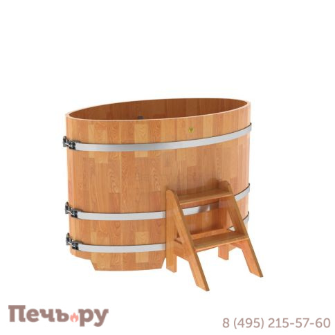 Купель BentWood овальная из сращенных ламелей лиственницы, 0,80Х1,42,  толщина стенок - 2,8 см фото