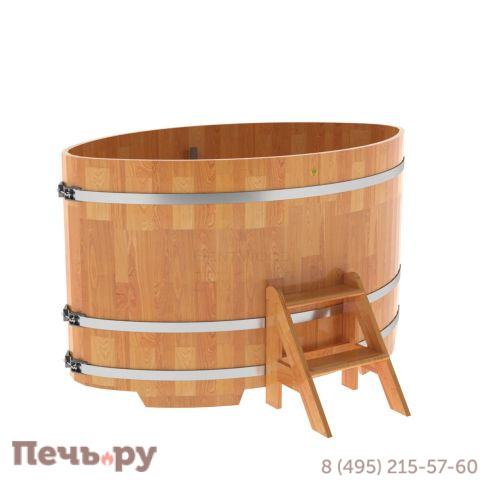Купель BentWood овальная из сращенных ламелей лиственницы, 1,15Х1,83,  толщина стенок - 2,8 см фото 6