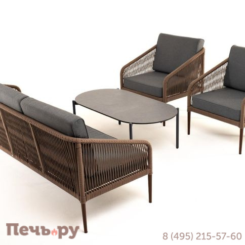 Лаунж-зона 4SiS Канны 5-местная плетеная из роупа (веревки), роуп коричневый фото 19