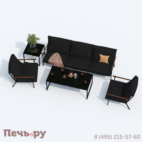 Лаунж зона Ideal Patio FESTA черная с трехместным диваном фото 4