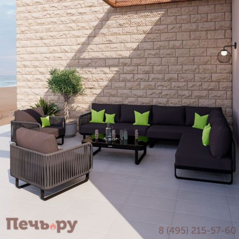 Лаунж зона угловая Ideal Patio BELLISA модульная антрацит - каркас карбон фото 10