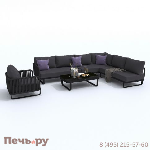 Лаунж зона угловая Ideal Patio BELLISA модульная антрацит - каркас карбон фото 4