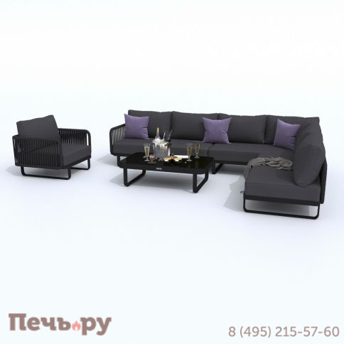 Лаунж зона угловая Ideal Patio BELLISA модульная антрацит - каркас карбон фото 5