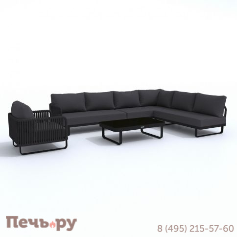 Лаунж зона угловая Ideal Patio BELLISA модульная антрацит - каркас карбон фото 6