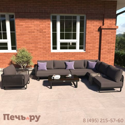 Лаунж зона угловая Ideal Patio BELLISA модульная антрацит - каркас карбон фото 7
