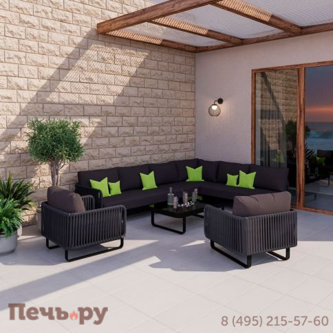 Лаунж зона угловая Ideal Patio BELLISA модульная антрацит - каркас карбон фото 9