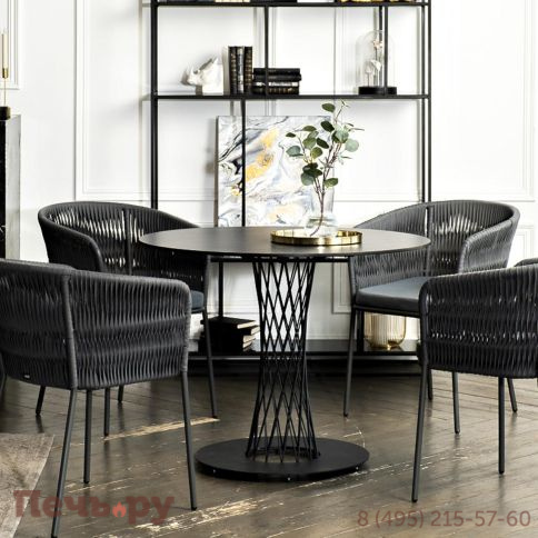 Обеденная группа 4SiS Диего на 4 персоны со стульями Бордо плетения колос, столешница серый гранит фото 2