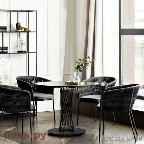 Обеденная группа 4SiS Диего на 4 персоны со стульями Бордо плетения колос, столешница серый гранит фото 3