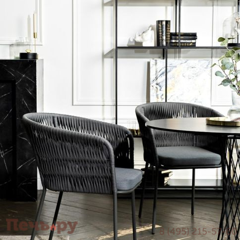 Обеденная группа 4SiS Диего на 4 персоны со стульями Бордо плетения колос, столешница серый гранит фото 7