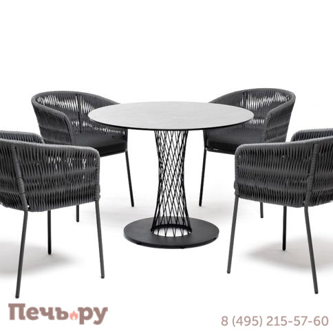 Обеденная группа 4SiS Диего на 4 персоны со стульями Бордо плетения колос, столешница серый гранит фото 8